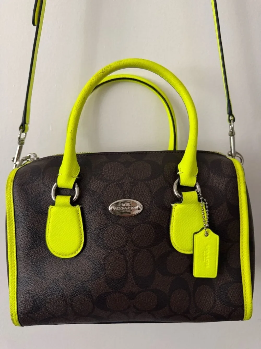Coach Monogram Cross body with Neon Trim